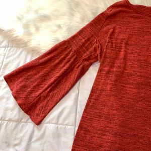 SJS Flared Flowy Sleeves Dark Orange Top Size 2X